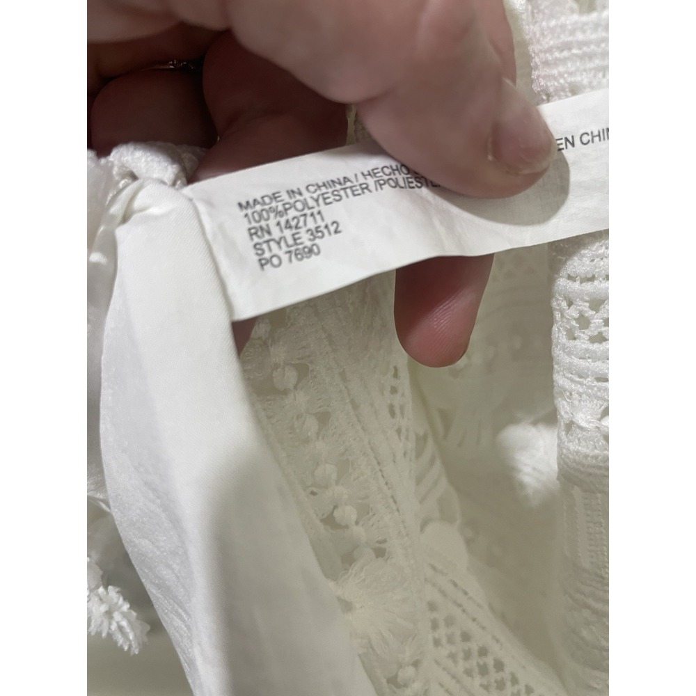 Eloquii Size 16 White Ruffle Lace A Line Dress Bow Coquette Wedding Tassel Lined - Picture 8 of 8
